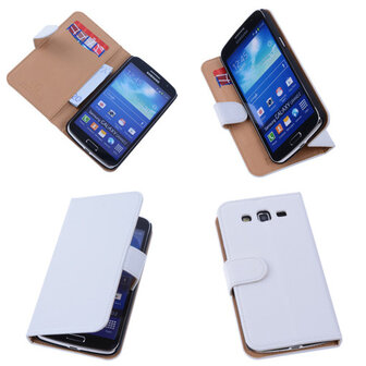 PU Leder Wit Samsung Galaxy Grand 2 Book/Wallet Case/Cover Hoesje