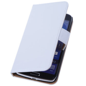PU Leder Wit Hoesje voor Samsung Galaxy Grand 2 Book/Wallet Case/Cover