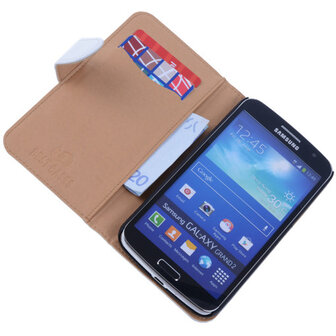 PU Leder Wit Hoesje voor Samsung Galaxy Grand 2 Book/Wallet Case/Cover