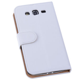 PU Leder Wit Hoesje voor Samsung Galaxy Grand 2 Book/Wallet Case/Cover