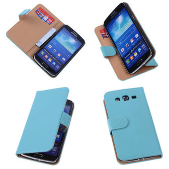 PU Leder Turquoise Samsung Galaxy Grand 2 Book/Wallet Case/Cover Hoesje