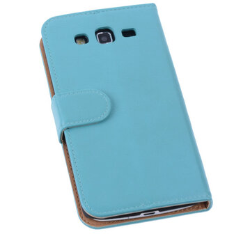 PU Leder Turquoise Hoesje voor Samsung Galaxy Grand 2 Book/Wallet Case/Cover