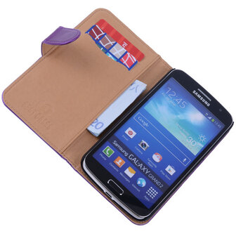 PU Leder Lila Hoesje voor Samsung Galaxy Grand 2 Book/Wallet Case/Cover