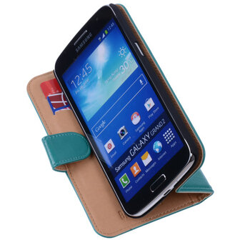 PU Leder Groen Hoesje voor Samsung Galaxy Grand 2 Book/Wallet Case/Cover