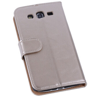 PU Leder Goud Hoesje voor Samsung Galaxy Grand 2 Book/Wallet Case/Cover