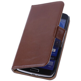 PU Leder Bruin Hoesje voor Samsung Galaxy Grand 2 Book/Wallet Case/Cover