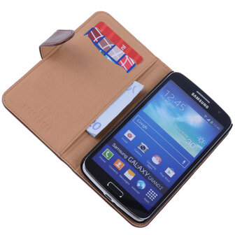 PU Leder Bruin Hoesje voor Samsung Galaxy Grand 2 Book/Wallet Case/Cover