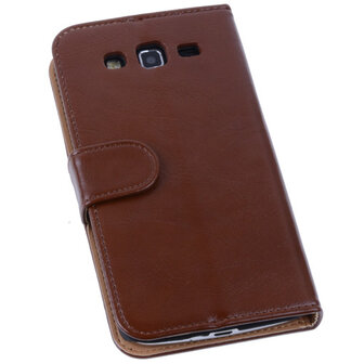 PU Leder Bruin Hoesje voor Samsung Galaxy Grand 2 Book/Wallet Case/Cover