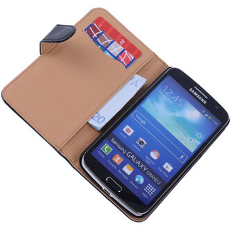 PU Leder Zwart Hoesje voor Samsung Galaxy Grand 2 Book/Wallet Case/Cover