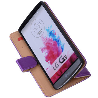 PU Leder Lila Hoesje voor LG G3 Book/Wallet Case/Cover