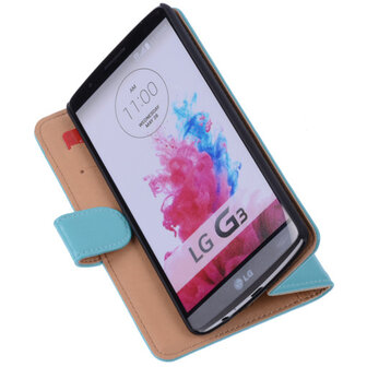 PU Leder Turquoise Hoesje voor LG G3 Book/Wallet Case/Cover
