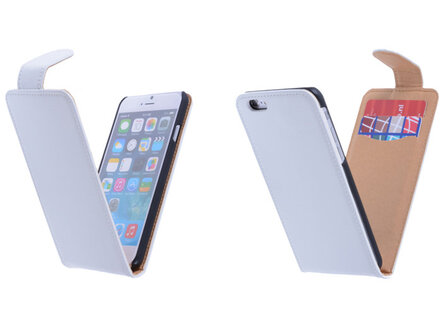 Classic Wit iPhone 6 (4.7 inch) PU Leder Flip Case Hoesje