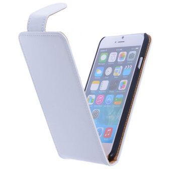Classic Wit iPhone 6 (4.7 inch) PU Leder Flip Case