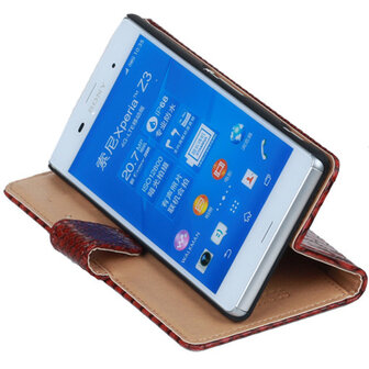 BC &quot;Slang&quot; Rood Hoesje voor Sony Xperia Z3 Bookcase Wallet Cover