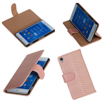 Bestcases "Slang" Pink Sony Xperia Z3 Bookcase Wallet Cover Hoesje 