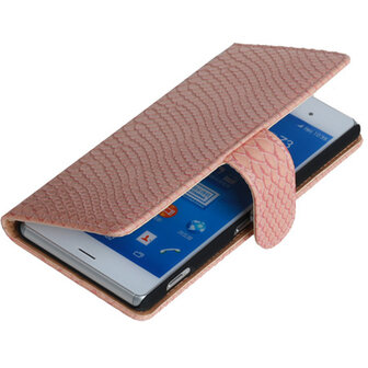 BC &quot;Slang&quot; Pink Hoesje voor Sony Xperia Z3 Bookcase Wallet Cover