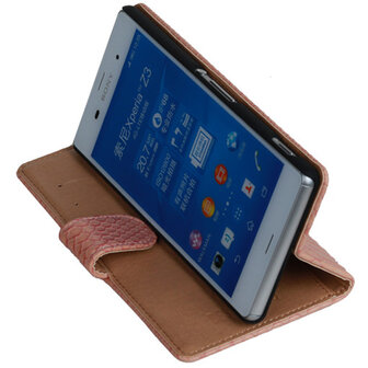 BC "Slang" Pink Hoesje voor Sony Xperia Z3 Bookcase Wallet Cover