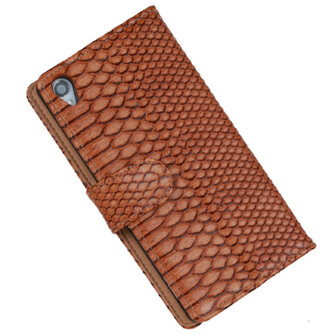 BC "Slang" Bruin Hoesje voor Sony Xperia Z3 Bookcase Wallet Cover