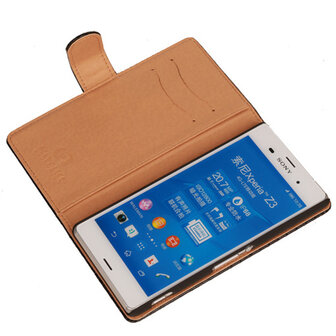 BC "Slang" Zwart Hoesje voor Sony Xperia Z3 Bookcase Wallet Cover