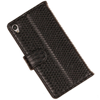 BC "Slang" Zwart Hoesje voor Sony Xperia Z3 Bookcase Wallet Cover