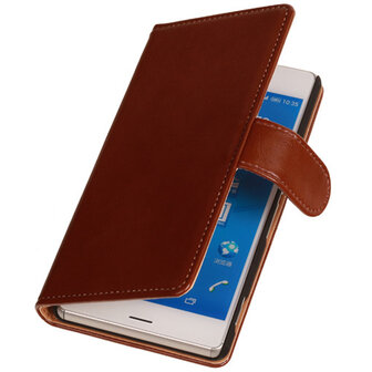 PU Leder Bruin Hoesje voor Sony Xperia Z3 Book/Wallet Case/Cover