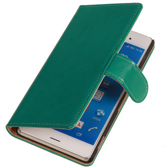 PU Leder Groen Hoesje voor Sony Xperia Z3 Book/Wallet Case/Cover