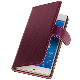 PU Leder Lila Hoesje voor Sony Xperia Z3 Book/Wallet Case/Cover