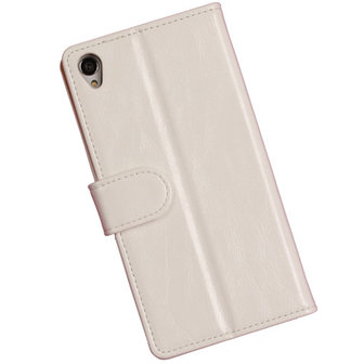 PU Leder Wit Hoesje voor Sony Xperia Z3 Book/Wallet Case/Cover