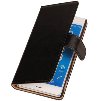 PU Leder Zwart Hoesje voor Sony Xperia Z3 Book/Wallet Case/Cover