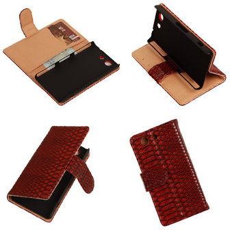 &quot;Slang&quot; Rood Sony Xperia Z3 Compact Bookcase Wallet Cover Hoesje 