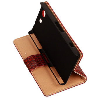 "Slang" Rood Hoesje voor Sony Xperia Z3 Compact Bookcase Wallet Cover