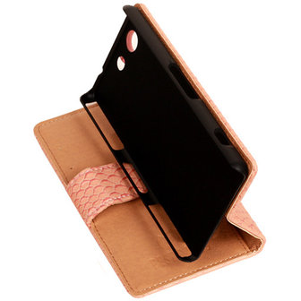 "Slang" Pink Hoesje voor Sony Xperia Z3 Compact Bookcase Wallet Cover