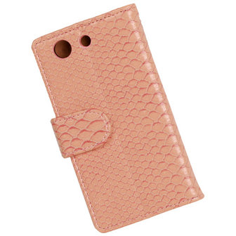 "Slang" Pink Hoesje voor Sony Xperia Z3 Compact Bookcase Wallet Cover
