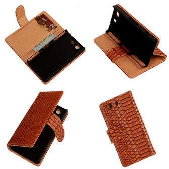 &quot;Slang&quot; Bruin Sony Xperia Z3 Compact Bookcase Wallet Cover Hoesje