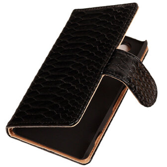 "Slang" Zwart Hoesje voor Sony Xperia Z3 Compact Bookcase Wallet Cover