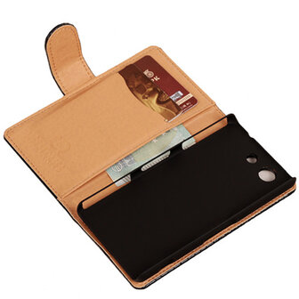 "Slang" Zwart Hoesje voor Sony Xperia Z3 Compact Bookcase Wallet Cover
