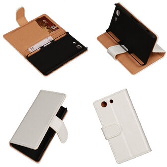 PU Leder Wit Hoesje Sony Xperia Z3 Compact Book/Wallet Case/Cover 