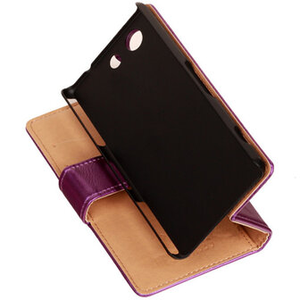 PU Leder Lila Hoesje voor Sony Xperia Z3 Compact Book/Wallet Case/Cover