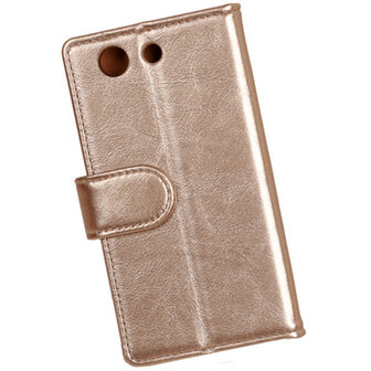 PU Leder Goud Hoesje voor Sony Xperia Z3 Compact Book/Wallet Case/Cover