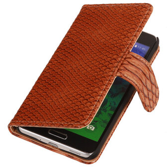 BC Slang  Bruin Hoesje voor Samsung Galaxy Alpha Bookcase Cover