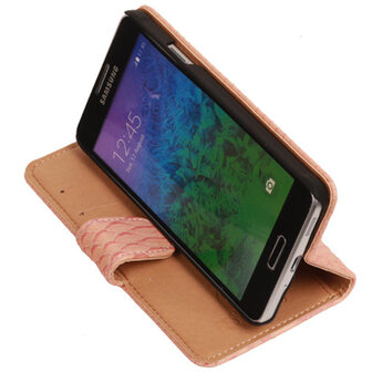 BC  Slang Pink Hoesje voor Samsung Galaxy Alpha Bookcase Cover