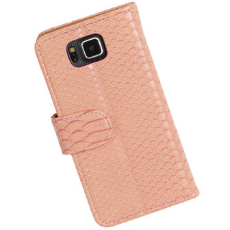 BC  Slang Pink Hoesje voor Samsung Galaxy Alpha Bookcase Cover