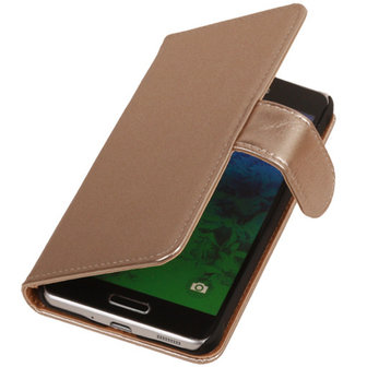 PU Leder Goud Hoesje voor Samsung Galaxy Alpha Book/Wallet Case/Cover