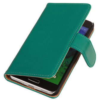 PU Leder Groen Hoesje voor Samsung Galaxy Alpha Book/Wallet Case/Cover