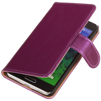 PU Leder Lila Hoesje voor Samsung Galaxy Alpha Book/Wallet Case/Cover