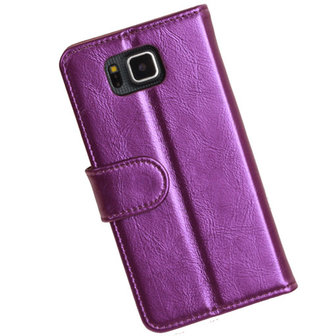 PU Leder Lila Hoesje voor Samsung Galaxy Alpha Book/Wallet Case/Cover