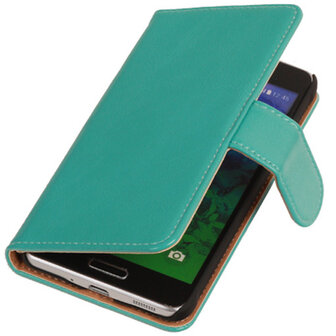 PU Leder Turquoise Hoesje voor Samsung Galaxy Alpha Book/Wallet Case/Cover