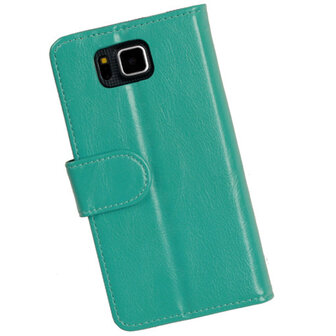 PU Leder Turquoise Hoesje voor Samsung Galaxy Alpha Book/Wallet Case/Cover