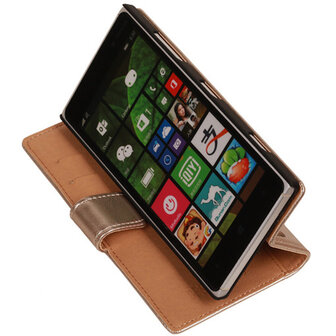 PU Leder Goud Hoesje voor Nokia Lumia 830 Book/Wallet Case/Cover