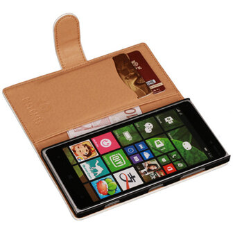 PU Leder Wit Hoesje voor Nokia Lumia 830 Book/Wallet Case/Cover